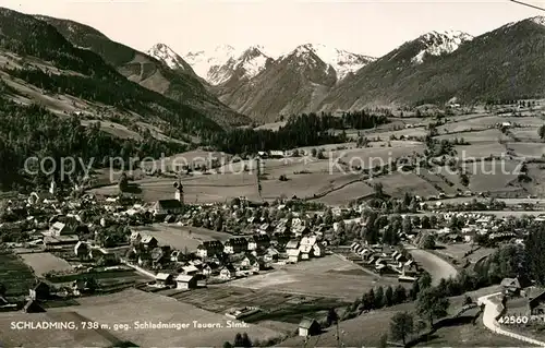 AK / Ansichtskarte Schladming_Obersteiermark Gesamtansicht mit Schladminger Tauern Fliegeraufnahme Schladming_Obersteiermark