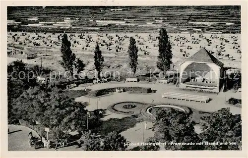 AK / Ansichtskarte Heringsdorf_Ostseebad_Usedom Promenade mit Strand und See Konzertpavillon Heringsdorf_Ostseebad