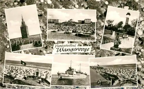 AK / Ansichtskarte Wangerooge_Nordseebad Westturm Strand Leuchtturm Faehre Wangerooge_Nordseebad