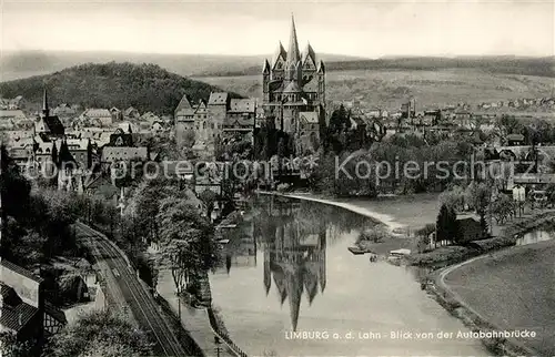 AK / Ansichtskarte Limburg_Lahn Stadtpanorama mit Dom Blick von der Autobahnbruecke Limburg_Lahn