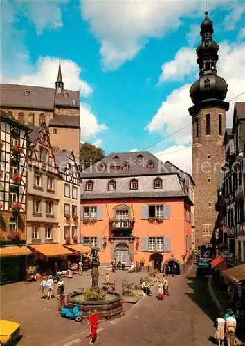 AK / Ansichtskarte Cochem_Mosel Marktplatz St Martinsbrunnen Altstadt Rathaus Cornely Karte Nr 17.073 Cochem Mosel