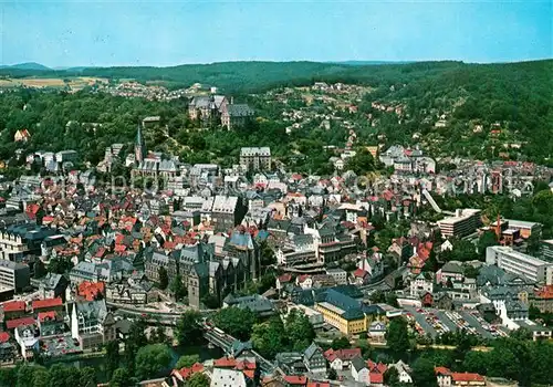 AK / Ansichtskarte Marburg_Lahn Altstadt und Schloss Fliegeraufnahme Marburg_Lahn