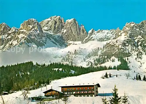 AK / Ansichtskarte Ellmau_Tirol Alpengasthof Pension Wochenbrunn am Fusse des Wilden Kaisers Kaisergebirge Winterimpressionen Ellmau Tirol