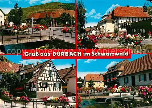 AK / Ansichtskarte Durbach Teilansichten Fachwerkhaeuser Bruecke Blumenschmuck Durbach