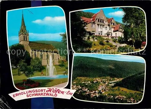 AK / Ansichtskarte Hoefen_Enz Kirche Hotel Schwarzwald Fliegeraufnahme Hoefen_Enz