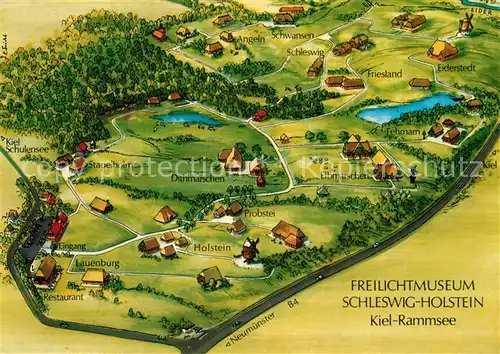 AK / Ansichtskarte Rammsee_Kiel Schleswig Holsteinisches Freilichtmuseum Lageplan Rammsee Kiel