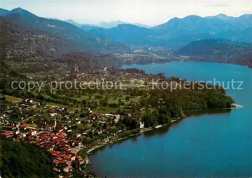 AK / Ansichtskarte Caslano Luganersee Alpenpanorama Fliegeraufnahme Caslano