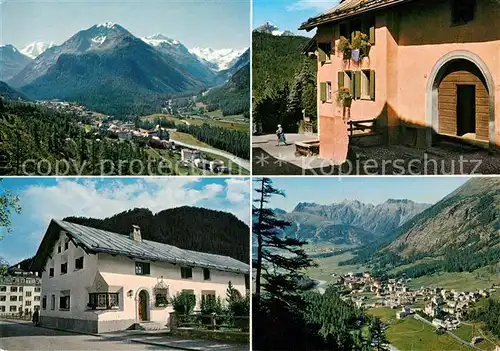 AK / Ansichtskarte Pontresina Gesamtansicht mit Alpenpanorama Engadiner Haus Pontresina