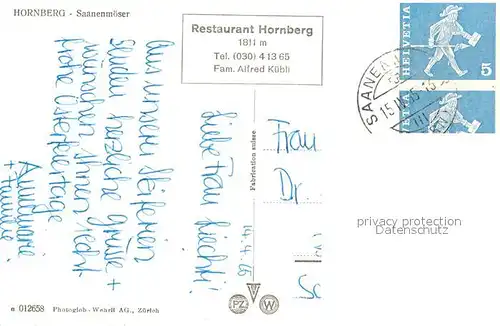 AK / Ansichtskarte Saanenmoeser_Hornberg Restaurant Hornberg Saanenmoeser Hornberg
