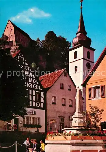 AK / Ansichtskarte Pottenstein_Oberfranken Kirche Denkmal Fachwerkhaeuser Pottenstein_Oberfranken
