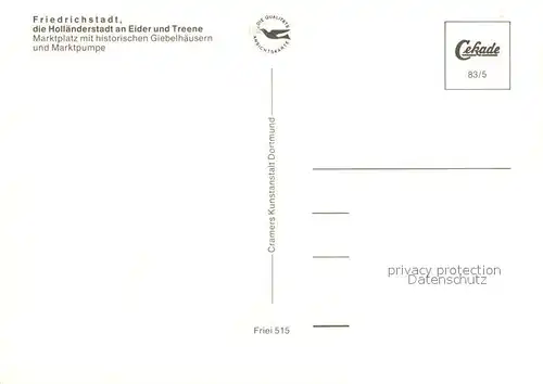 AK / Ansichtskarte Friedrichstadt_Eider Hollaenderstadt Marktplatz Giebelhaeuser Marktpumpe Friedrichstadt_Eider