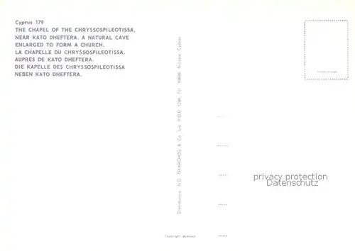 AK / Ansichtskarte Zypern_Cyprus Kapelle von Chrissospileotissa Zypern Cyprus