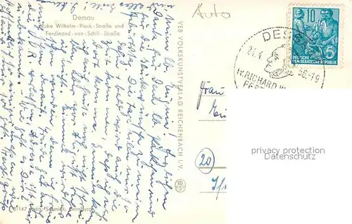 AK / Ansichtskarte Dessau Rosslau Wilh Piek Str Ecke Ferdinand von Schill Str Dessau Rosslau