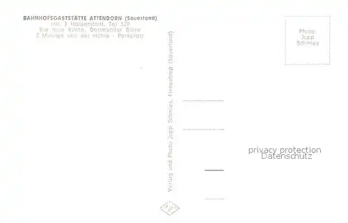 AK / Ansichtskarte Attendorn Bahnhofsgaststaette Panorama Attendorn