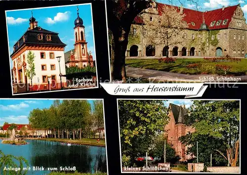 AK / Ansichtskarte Heusenstamm Torbau Kirche Schloss Schoenborn Anlage kleines Schloesschen Heusenstamm