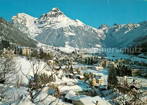 AK / Ansichtskarte Engelberg_OW Gesamtansicht mit Alpenpanorama Hahnen Spannoerter Engelberg OW