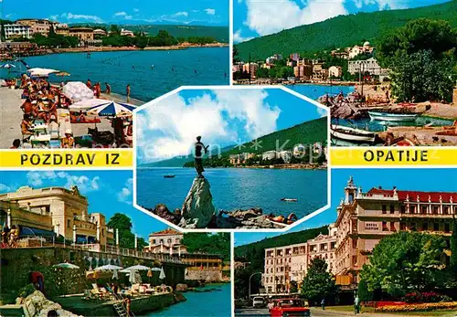 AK / Ansichtskarte Opatija_Istrien Panorama Hafen Denkmal Statue Hotel Opatija_Istrien