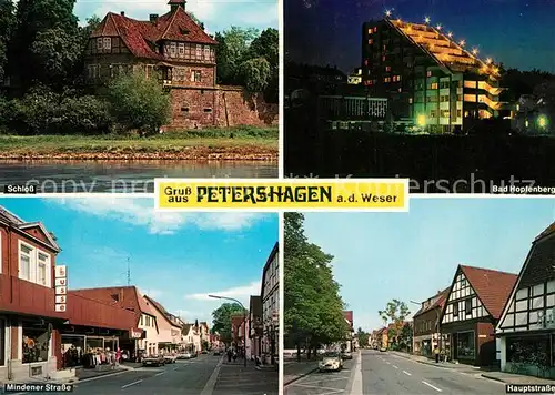 AK / Ansichtskarte Petershagen_Weser Schloss Mindener Strasse Hauptstrasse Bad Hopfenberg Petershagen Weser