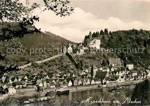 AK / Ansichtskarte Hirschhorn_Neckar Historischer Ortsteil mit Burg Stadtmauer Hirschhorn Neckar