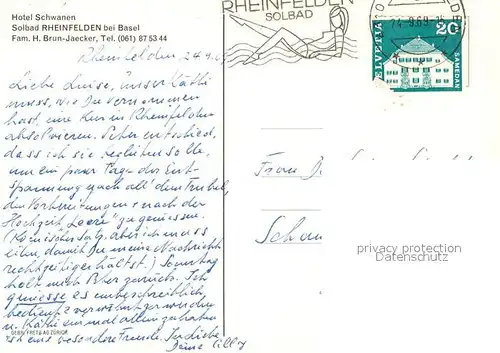 AK / Ansichtskarte Rheinfelden_AG Hotel Schwanen Rheinfelden AG