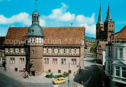 AK / Ansichtskarte Hoexter_Weser Rathaus Kiliani Kirche Fachwerk Hoexter Weser