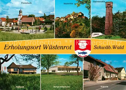 AK / Ansichtskarte Wuestenrot Maienfels Rathaus Kreuzle Burgfriedenhalle Wuestenrot