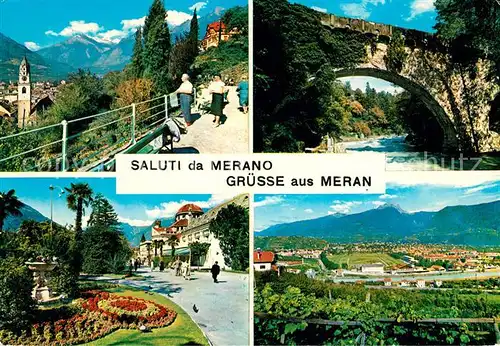 AK / Ansichtskarte Merano_Suedtirol Kurhaus Rennbahn Steinernersteg Tappeinerweg Merano Suedtirol