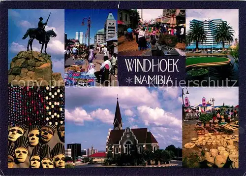 AK / Ansichtskarte Windhoek Denkmal Markt Innenstadt Palmen Hotel Kirche Masken Windhoek