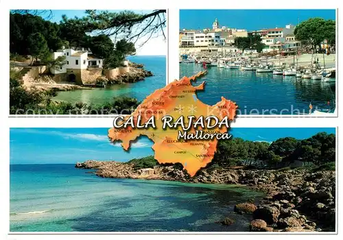 AK / Ansichtskarte Cala_Ratjada_Mallorca Hafen Kuestenpanorama Landkarte Cala_Ratjada_Mallorca