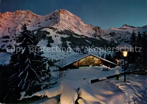 AK / Ansichtskarte Adelboden Alte Taverne Lohner und Steghorn Abendstimmung in den Alpen Adelboden