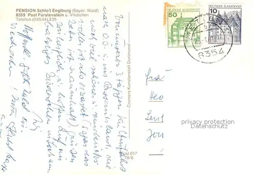 AK / Ansichtskarte Fuerstenstein_Niederbayern Pension Schloss Englburg Bayerischer Wald Fuerstenstein_Niederbayern