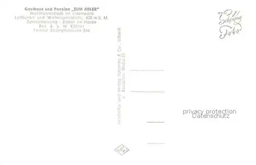 AK / Ansichtskarte Waldkatzenbach Gasthof zum Adler Waldkatzenbach