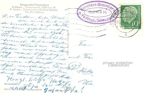 AK / Ansichtskarte Todtnau Berggasthof Hasenhorn Todtnau