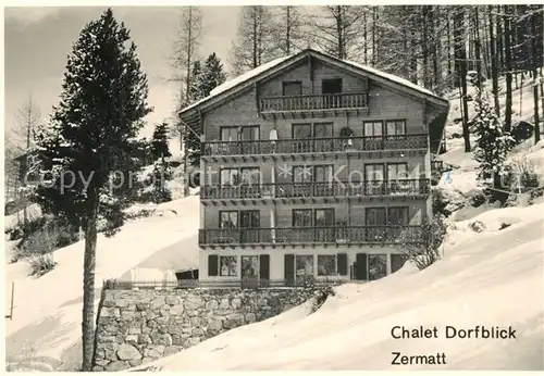 AK / Ansichtskarte Zermatt_VS Chalet Dorfblick Zermatt_VS