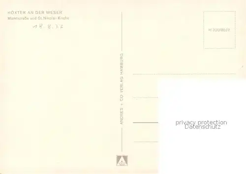 AK / Ansichtskarte Hoexter_Weser Marktstrasse und St Nikolai Kirche Hoexter Weser