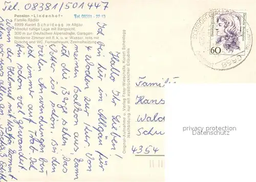 AK / Ansichtskarte Scheidegg_Allgaeu Panorama Pension Lindenhof Scheidegg Allgaeu