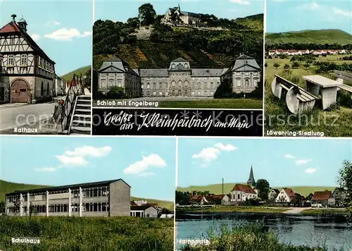 AK / Ansichtskarte Kleinheubach Rathaus Schloss mit Engelsberg Loewenring Siedlung Schulhaus Mainpartie Kleinheubach