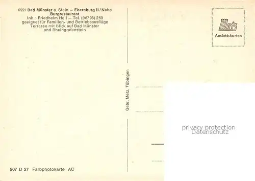 AK / Ansichtskarte Bad_Muenster_Stein_Ebernburg Fliegeraufnahme mit Burgrestaurant Bad_Muenster