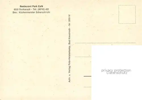 AK / Ansichtskarte Bacharach_Rhein Restaurant Park Cafe Bacharach Rhein