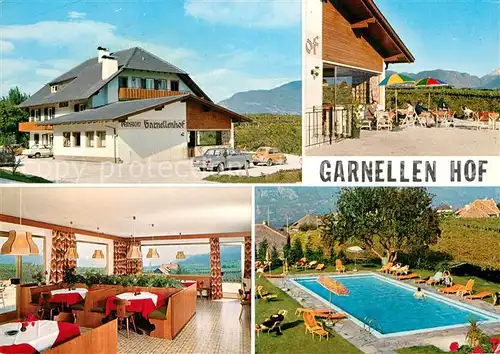 AK / Ansichtskarte Kaltern_Weinstrasse_Tirol Garnellen Hof Gastraum Swimmingpool Kaltern_Weinstrasse_Tirol