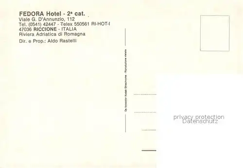 AK / Ansichtskarte Riccione Fedora Hotel Strand Riccione