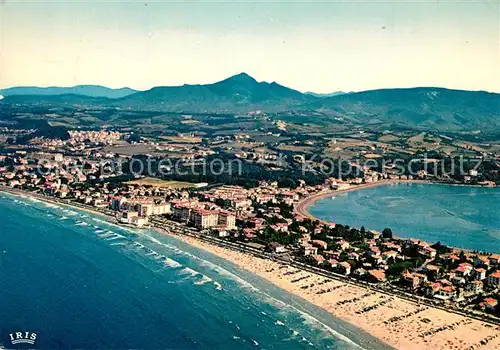 AK / Ansichtskarte Hendaye_Pyrenees_Atlantiques Vue generale aerienne de la plage et la Rhune Hendaye_Pyrenees