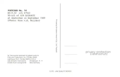 AK / Ansichtskarte Flugzeuge_Zivil Air Djibouti DC 9 32 c n 47563 YU AJI Flugzeuge Zivil