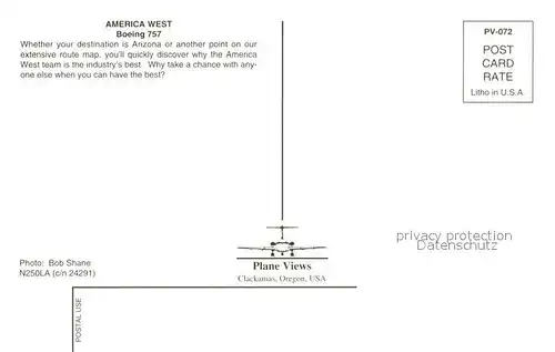 AK / Ansichtskarte Flugzeuge_Zivil America West Boeing757 N250LA c n 24291 Flugzeuge Zivil