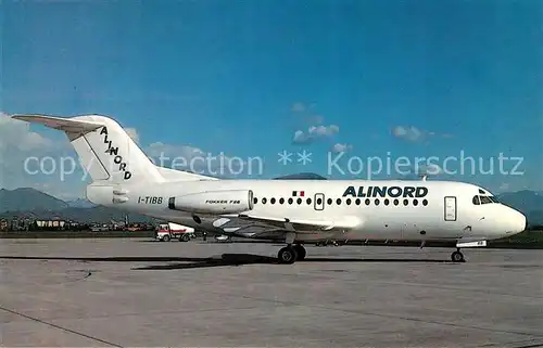 AK / Ansichtskarte Flugzeuge_Zivil Alinord Fokker F28 1000 I TIBB c n 11010 Flugzeuge Zivil