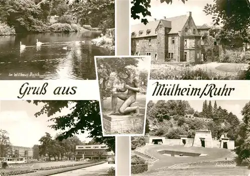 AK / Ansichtskarte Muelheim_Ruhr Schloss Broich Freilichtbuehe Wasserbahnhof Muelheim Ruhr