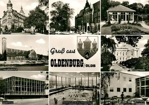 AK / Ansichtskarte Oldenburg_Niedersachsen Post Schloss Hauptbahnhof  Oldenburg Niedersachsen