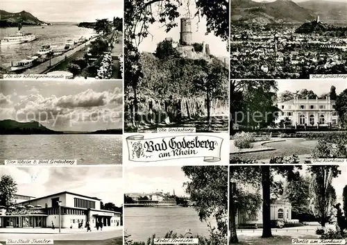AK / Ansichtskarte Bad_Godesberg Godelsburg Kurhaus Rheinpromenade Theater Bad_Godesberg