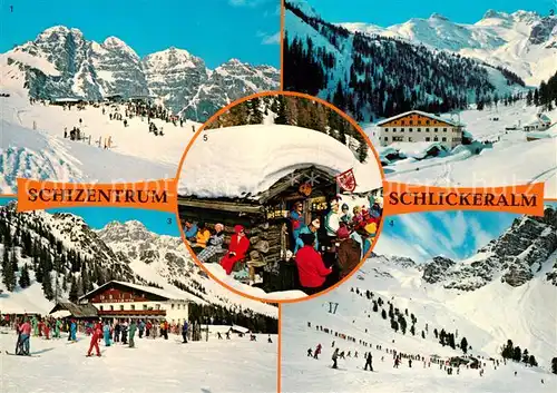 AK / Ansichtskarte Fulpmes_Tirol Alpines Schiparadies Schlickeralm Sennjoch Abfahrt Hoher Burgstall Heustadelbar Berghuette Alpenpanorama Fulpmes Tirol