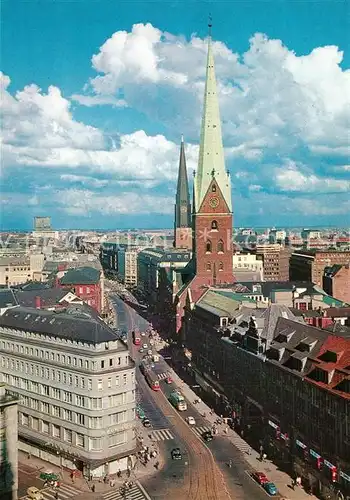 AK / Ansichtskarte Hamburg Moenckebergstrasse mit Petrikirche Hamburg
